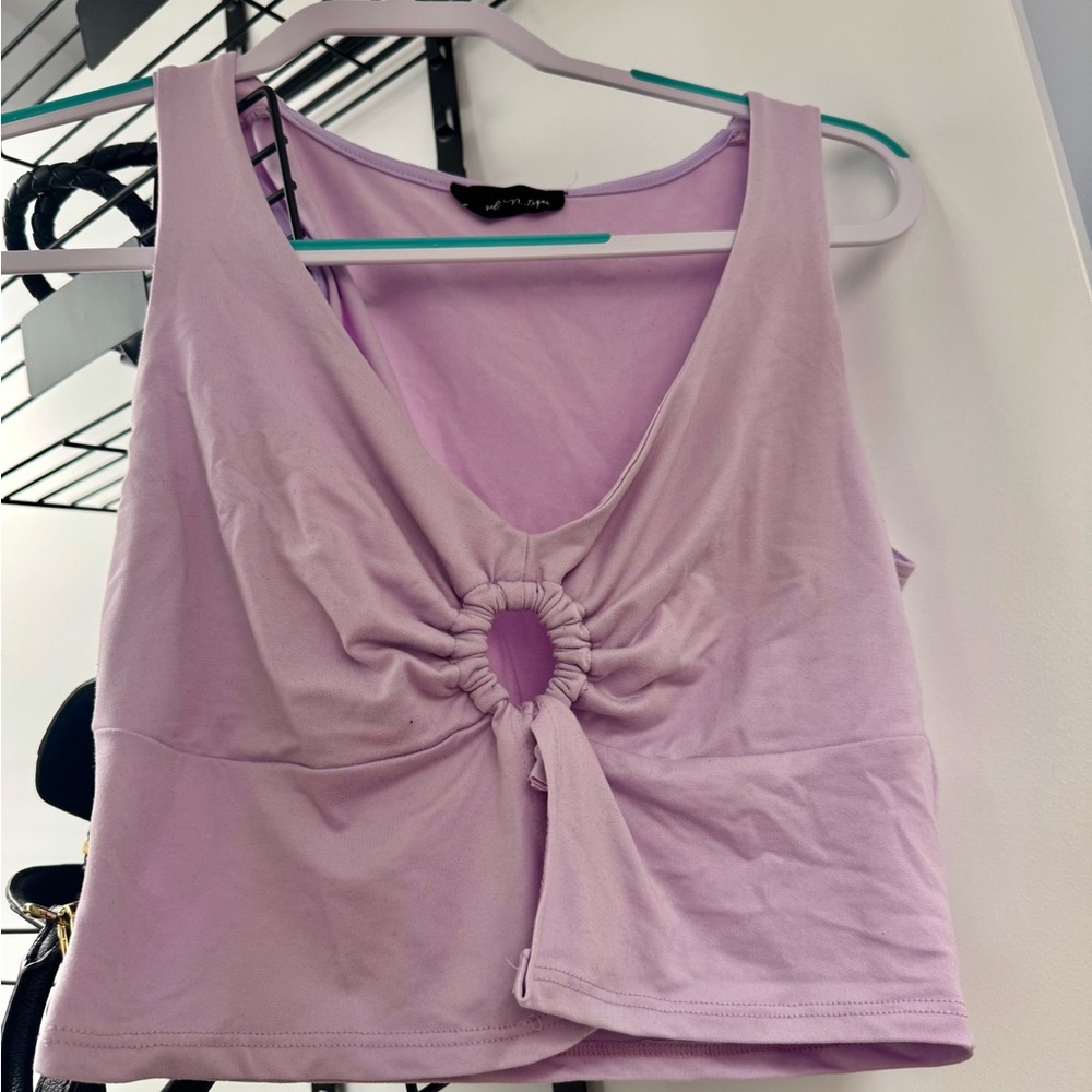 Lilac Sleeveless Top with Gathered Front
